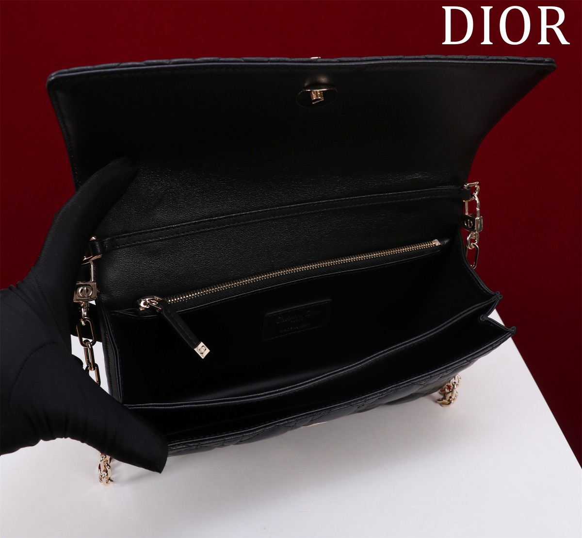 My Dior Top Handle Bag Black Cannage Lambskin